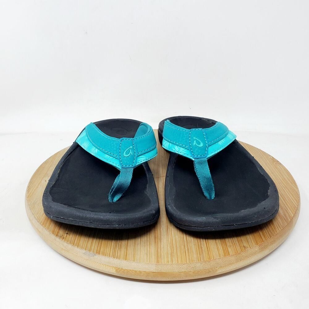 Olukai Ohana Sandals Womens 5 Teal Blue Flip Flop Thong Pool Beach‎ Shoes - Picture 3 of 12